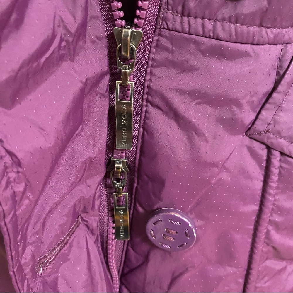 Women's Purple Fur-Trimmed Coat - Picture 11 of 13